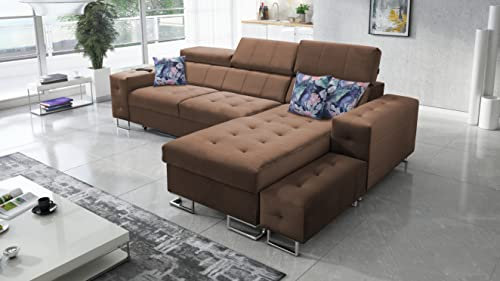 All4All Ecksofa mit Schlaffunktion Hugo I - 295x183 cm - Sofa mit Bettkasten - Schlafsofa L-Form - Eckcouch - Couch - Bett - Wohnzimmer - Magic Velvet 2299 - Seite Rechts 26