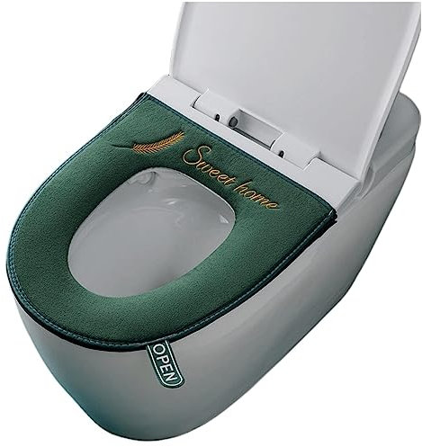 Youesedew Toilettenbrillenbezug mit reißverschluss，Toiletten sitzbezug aus weichem und bequemem Material，waschbar,Weich und leicht zu installieren（1 Grün）