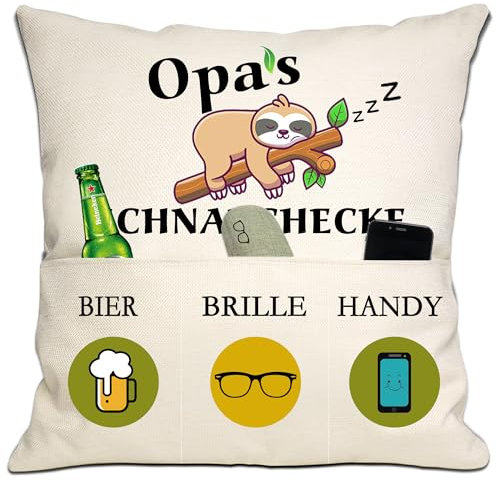 Bommex Lustige Enkelin Enkel Opas Schnarchecke Kissenbezug 18x18 Zoll mit 3 Taschen für Opa Geburtstag Geschenk