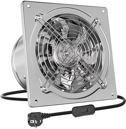 HG Power 150mm Ventola Aspirazione 525 m³/h Industriale Estrattore per Bagno Cucina Ventilazione, Circolazione dell'aria con Spina EU, Argenteo