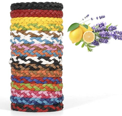 Riwer Pulsera Antimosquitos Repelentes de Mosquitos 16 Unidades Protección Natural contra Insectos, Apta para niños, para Interiores y Exteriores, Multicolor Combinación A