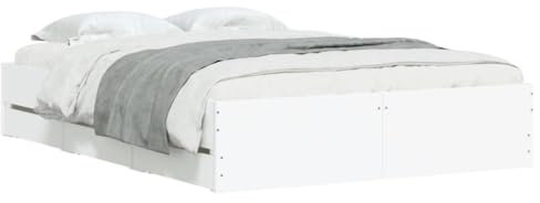 vidaXL Bettgestell, Bettrahmen mit Lattenrost, Bett Gästebett mit Schubladen, Doppelbett Schlafzimmerbett Schlafzimmermöbel, Weiß 120x200cm Holzwerkstoff