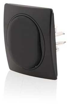 Intratec Nobilis Lichtschalter Set & 1er Rahmen, 2polig Ø 60mm ABS 10AX 250V Schwarz Ein/Aus Schalter 80x80mm