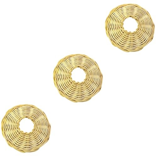 Amosfun 3 Stück Rattan-lampenschirm Dekorative Lampe Gewebter Lampenschirm für Wohnzimmer Natürliches Warmes