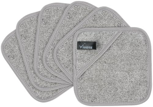 VIVOTE Abschminktuch aus Mikrofaser,15 x 15 cm Abschminkpads Waschbar Abschminktücher Waschbar, Wiederverwendbar Bambus Mikrofaser Gesichtsreinigungstuch Make-Up Entferner Tuch grau(6 Stück)