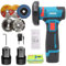 Cordless Angle Grinder, Mini 16.8V Battery Brushless Power Motor 19500 tr/min for Metal Wood Polishing, Thin Steel, Pipe, Plastic Cutting, Hand Cut Off Electric Grinding Tool (2 Batteries,5 discs)