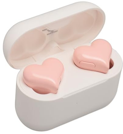 Tangxi Herz Ohrhörer, Süße Ohrhörer, Kabellose Ohrhörer, Kleine Ohrhörer, HiFi Stereo Sound, schweiß- und wasserdichte Ohrhörer, In Ear Ohrhörer mit Ladeetui, Bluetooth 5.3 (Rosa)