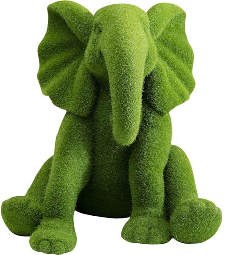 Kare Design Deko Figur Elefant Flock, Grün, Beflockt für Samtoptik, Deko Objekt fürs Wohnzimmer, für Regale, Schlafzimmerdekoration, Tier Design, 16x19x19,5 cm (H/B/T)