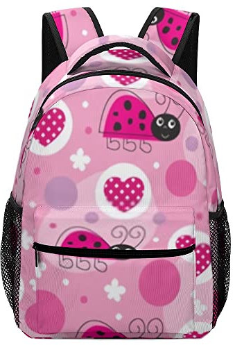 Zltegako Zaino da viaggio per computer portatile, borsa da scuola, divertente, coniglietto pasquale, grande capacità, business, Love Coccinella Rosa, Taglia unica