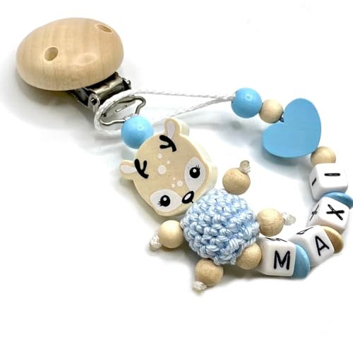 AVH Enterprise Schnullerband mit Namen für Mädchen & Jungen personalisierte Baby Geschenke (FüsschenBlau)