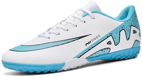 WOWEI Fußballschuhe Herren Spike Microfaser Cleats Professionelle Kunstrasen Fussballschuhe Kinder Jungen Outdoor Athletics Trainingsschuhe Sportschuhe (Weiß-2, 41EU)