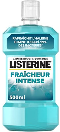 Listerine – Bain de Bouche Quotidien Fraîcheur Intense (bouteille de 500 ml) – Soin bucco-dentaire pour aider à protéger contre la plaque dentaire – Bain de bouche pour une haleine fraîche durable