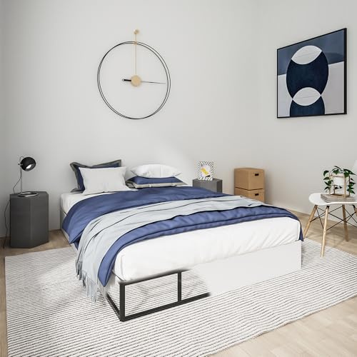 Qingzhou Boxspring für Queensize-Bettgestelle, 22,9 cm hoch, nur Boxspringbett, robuste Matratzenfundament mit Stoffbezug, einfache Montage, leise, geräuschfrei, rutschfest, Schwarz