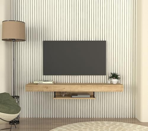 DORPEK Mellus Tv Stand Sapphire, Wall Mounted Tv Unit with Open Shelf, Floating Media Stand with Open Storage Shelf, Entertainment Unit for Living Room, Bedroom and Dining Room