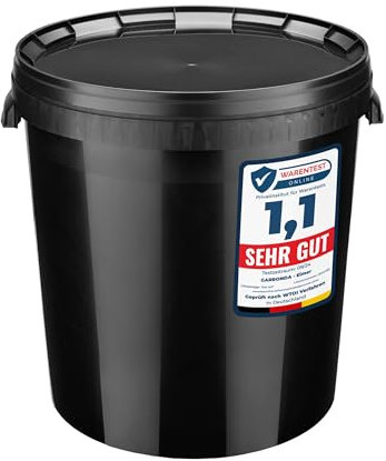 Garronda Eimer mit Deckel 30 L für die Lagerung von Lebensmittel- und Chemischen Produkten 5 Stück Schwarz GD-0104