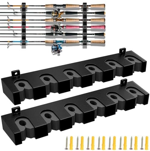 KGGZKG 1 Paar Rutenhalter Wand Horizontale Angelrutenhalter Wand Angelruten Wandhalterung Rutenständer Angelrutenstände Aufbewahrung von 6 Ruten für Garage Wand Deckenmontage Boot