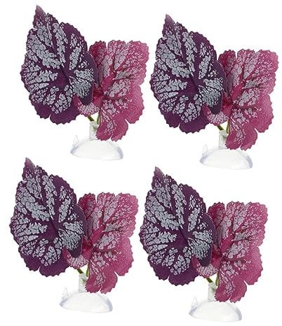BUGUUYO Kunststoff Aquarium Bett Betta Fisch Ruhen Tasse Dekorative Blätter 4pcs