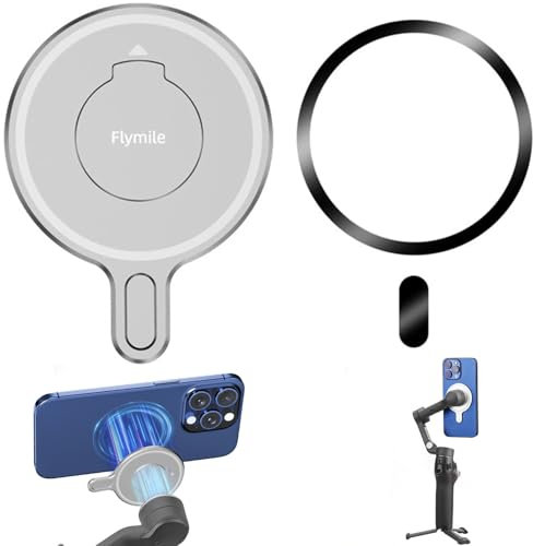 Honbobo Magnetische Telefonhalterung für DJI Osmo Mobile 7P, DJI Osmo Mobile 7 Zubehör, Halterung Mount Adapter Base für iPhones 16/15/14/13/12 Serie, mit Magnetring für Android Telefon
