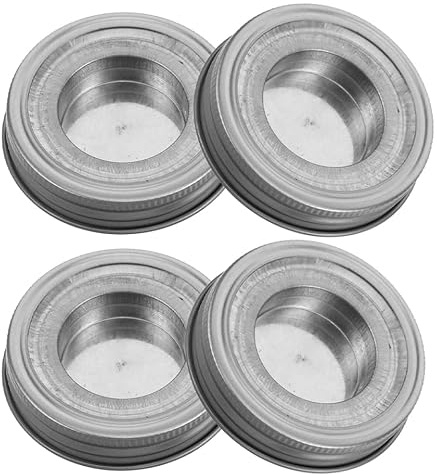 MAGICLULU Stainless Steel Jar Candle Holder Regular Mouth Mason Jar Lid Inserts Decorative Tea Light Holder for Home Decor