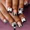 Auiremrti 24 Piece French Tip Press-on Nails, Short Square False Nails with Bow Charm Design, Black and White Zebra Pattern, Cute Little Flowers