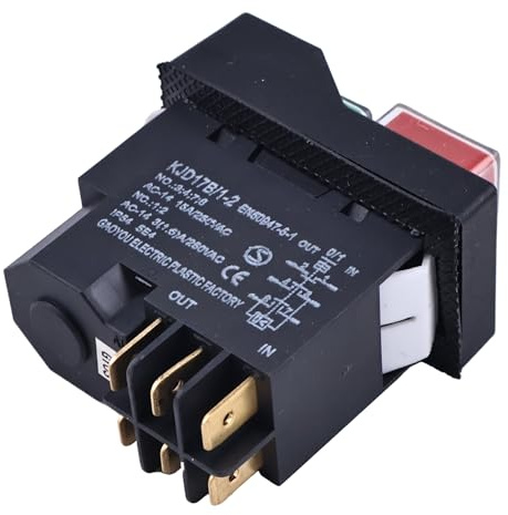 JEENDA Interrupteur à bouton-poussoir AC250V/16(15) A T85/55 5E4 IP55 6 broches compatible avec DKLD LDZ-6-4 DZ-6-4