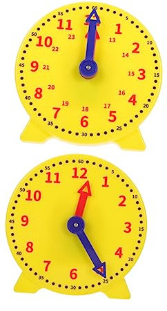 Supvox 2 Stück Uhrenmodell Unterrichtsuhren-Set Sagende Zeitlehruhr Lernen Stechuhr Unterrichtsuhrmodell Lernzeituhr Uhren Für Klassenzimmer Lernuhr Für Schüler Kinderuhr Plastik