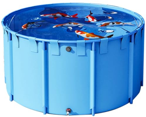 FLFLF Piscine hors-sol - Bassin rond à carpes koï avec doublure en PVC renforcé et facile à installer, réservoir d'eau de jardin étanche pour poissons rouges, 1,2 x 1 m/P x H