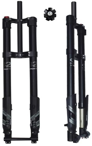 LQVAIPT 26 27,5 29 Zoll Fahrrad Luftumgekehrte Federgabel Vorderradgabel Stoßdämpfendes gerades Rohr 1 1/8 Federweg 200 mm Laufwelle 110 × 15 mm mit Dämpfungseinstellung