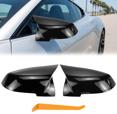 QWORK® 1 Paar Auto-Außenspiegelkappen, schwarz glänzend, kompatibel mit 1er, 2er, 3er, 4er, X1, F20, F22, F23, F30, F31, F32, F33, F36, F87, M2, X1, E84 – ABS-Material