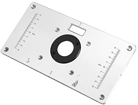 Ailgely Routertisch -Einsatzplatte mit 4 Ringen und Schrauben, Aluminium -Routertisch für Holzbearbeitungsbänke, für 62 * 70 Mm Installationslochentfernung Holzbearbeitung Router