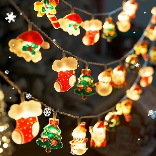Sunshine smile Lichterkette Weihnachten,3M 20LED Weihnachtsmann Lichterkette,lichterkette weihnachten Schneemann,Lichterketten Innen Weihnachten,Lichterketten Fenster Innen
