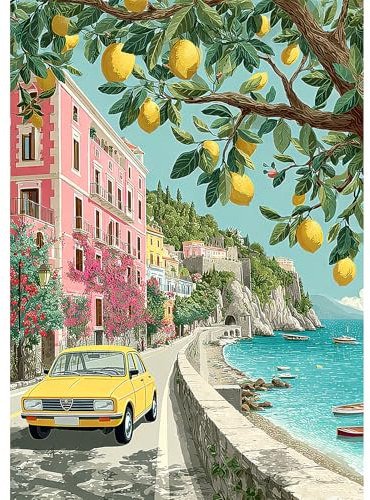 NEWENMO Schöne Landschaft Diamond Painting Erwachsene,Küstenlandschaft Diamant Painting Bilder,DIY Diamant Malerei Kit Complete,5D Diamond-Painting,Aesthetic für Wanddekoration,Home Geschenke 30x40cm