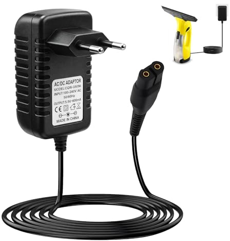 5,5V Chargeur pour Kärcher Lave Vitre WV2/WV2 Plus WV50/WV50 Plus WV51 Plus | Cable pour Karcher Vitre WV1 WV2 Premium/WV5 Premium WV51 WV55 WV55R WV60 WV60Plus WV70Plus WV75 WV75Plus Adaptateur Secteur