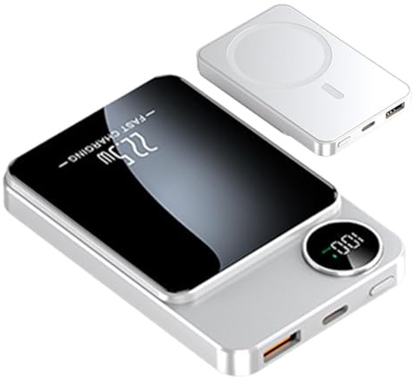 Batteria Esterna Magnetica Wireless Da 20000 MAh - Ricarica Rapida Da 22,5 W, Caricabatterie Portatile Con Cavo E Anello Magnetico, Power Bank Magnetico, Per Cellulari, Cuffie, Tablet, Laptop