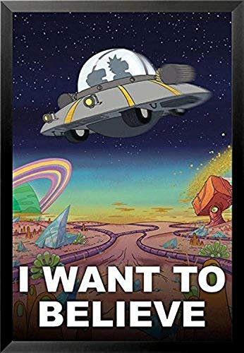 Buyartforless Gerahmtes Poster, Motiv: Rick and Morty I Want to Believe (Ich want to Believe), 91 x 61 cm