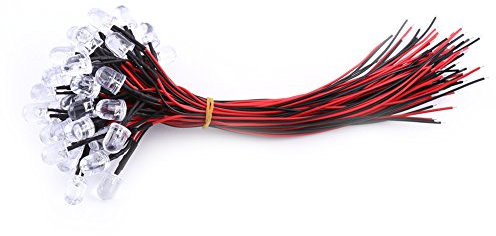 50 Stücke Vorverdrahtete Diffusor LED Dioden DC 9-12 V 3 5 10mm Wasser Klar Vorverdrahtete diffuse LED-Leuchtdioden Wasser klar weiß rot blau grün Licht(weiß-5mm)