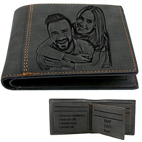 PFC4U Personalisiert Foto Geldbörse mit Gravur für Männer, Personalisiert Portemonnaie Herren Geschenk