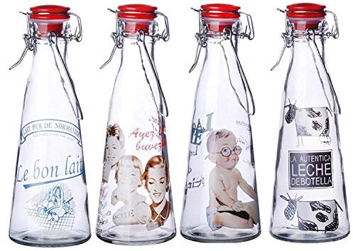 Set of 12 Glass Milk Bottles Swing Top Clip Top Lid Vintage Bottle 500ml