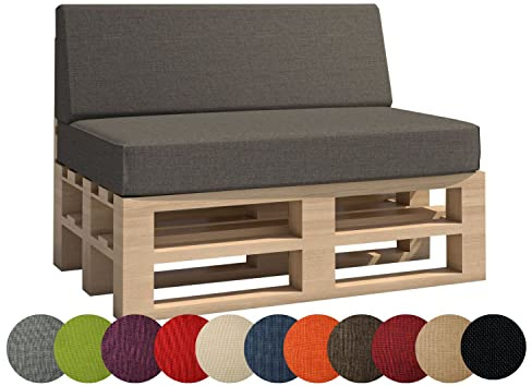 chilly pilley Palettenkissen Gartenkissen Palettenauflage Palettenpolster Indoor Outdoor Waschbar Abnehmbar Sitzkissen Rückenkissen (2er Set, Grau)