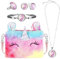 Hifot Plüsch Einhorn Handtaschen Mädchen kinderschmuck, Unicorn Kette Halskette Armband Ohrringe Ring schmuckset, Umhängetaschen Kleid Gastgeschenke Geschenk