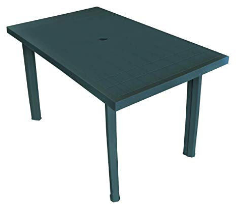 Tomaino Table De Jardin Exterieur en Plastique, Table A Manger Exterieur 126x76x72 cm, Vert, Moderne, Rectangulaire, Portable, 6 Personnes