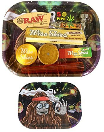 Wise Skies Rolling Tray Gift Set Rolling Papers Gorilla Rolling Tray