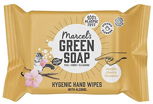 Marcel's Green Soap Hygienic Wet Wipes for Hands - Vanilla & Cherry Blossom - Plant Based