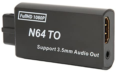 Zunate Convertidor N64 a HDMI, Adaptador de Videojuegos 1080P con Interfaz de 3,5 Mm, Soporte de Conversión de Señal para PAL NTSC, Plug and Play