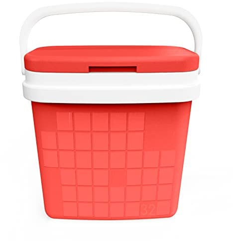 COM-FORT HOUSE - Nevera Portátil con Asa Rígida - Porta Alimentos para Camping, Playa, Acampada - Nevera Color Rojo - Capacidad 32L