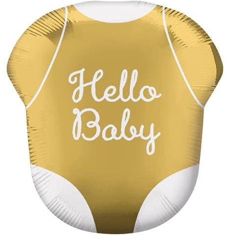 SuperShape Folienballon * HELLO BABY * als Deko und Geschenk zur Geburt eines Babys | Größe: 55x60cm | für Luft und Helium | Ballon Party Dekoration