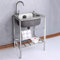Edelstahl Spülbecken Küche Waschbecken Ausgussbecken mit Ständer freistehende kommerzielle Restaurant Utility Waschstation Handbecken Set mit heißem kaltem Wasserhahn für Wäscherei Outdoor ( Color : S
