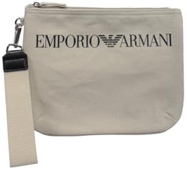 Emporio Armani Logo Pouch Bag, Grigio Perlato, Taglia Unica Unisex-Adulto