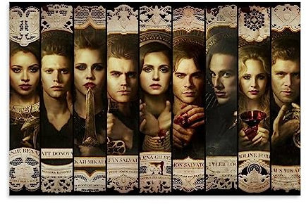 The Vampire Diaries Elena Damon Leinwand-Poster, dekoratives Gemälde, Leinwand, Wandposter und Kunstdruck, moderne Familienschlafzimmer-Dekoration, Poster, 60 x 90 cm
