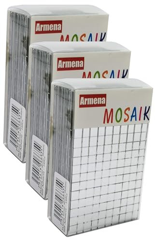 Armena Spiegel Glasmosaik für Kunst und Kraft selbstklebendes Mosaik 5x5mm Stärke 1.5mm 18 Matte 2880 Stück (Packung mit 3)